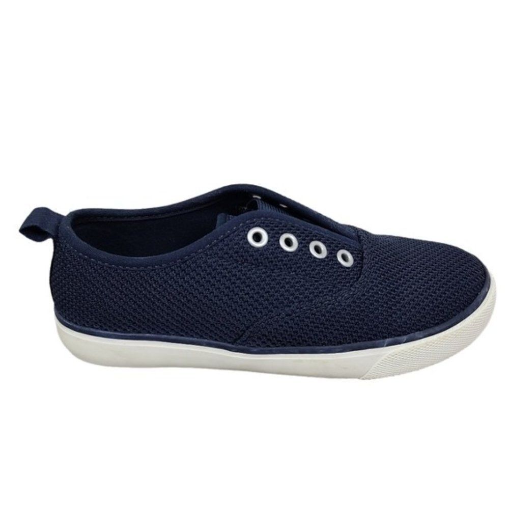 Joe Fresh Boy's Navy Blue Laceless Canvas Sneakers Size 1 Youth